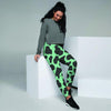 Black And Teal Cow Print Women's Joggers-grizzshop