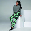 Black And Teal Cow Print Women's Joggers-grizzshop