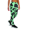 Black And Teal Cow Print Women's Joggers-grizzshop