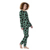 Black And Teal Cow Print Women's Pajamas-grizzshop