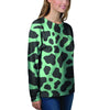 Black And Teal Cow Print Women's Sweatshirt-grizzshop