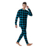 Black And Turquoise Check Print Pattern Men's Pajamas-grizzshop