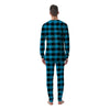 Black And Turquoise Check Print Pattern Men's Pajamas-grizzshop