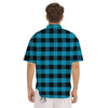 Black And Turquoise Check Print Pattern Men's Short Sleeve Shirts-grizzshop