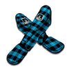 Black And Turquoise Check Print Pattern Muay Thai Shin Guards-grizzshop