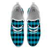 Black And Turquoise Check Print Pattern White Athletic Shoes-grizzshop