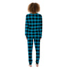 Black And Turquoise Check Print Pattern Women's Pajamas-grizzshop