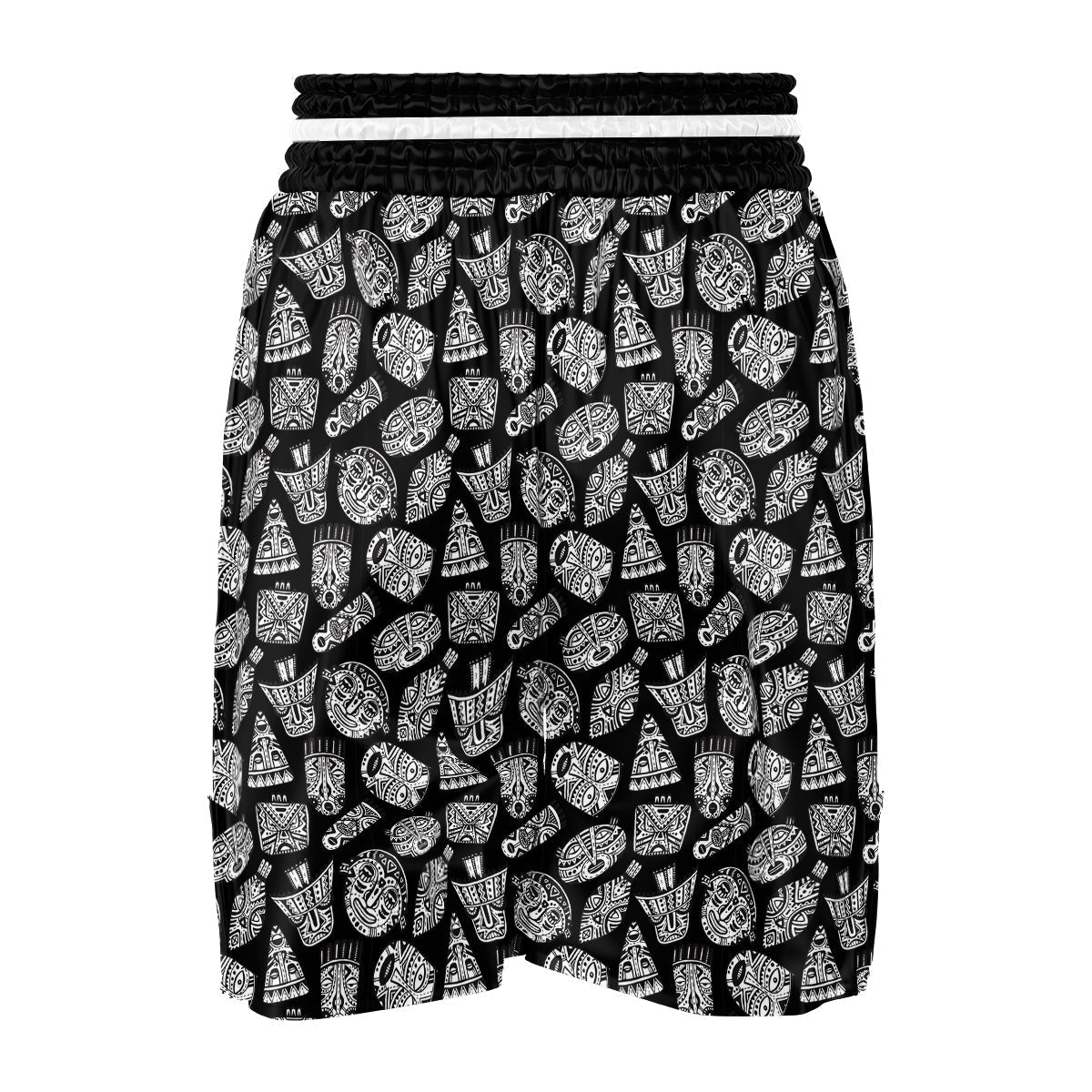 Black And White African Fancy Masks Print Pattern Boxing Shorts-grizzshop