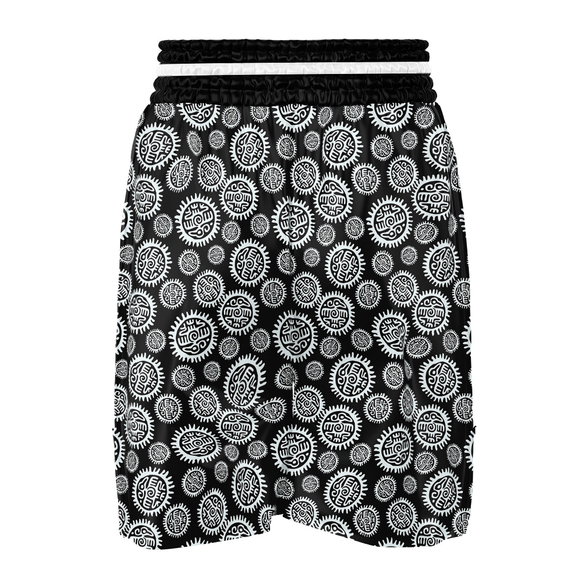 Black And White Aztec Mayan Eagle Print Pattern Boxing Shorts-grizzshop
