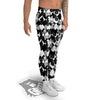 Black And White Chessboard Print Pattern Men's Leggings-grizzshop