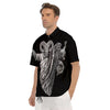 Black And White Demon Goat Print Men's Short Sleeve Shirts-grizzshop