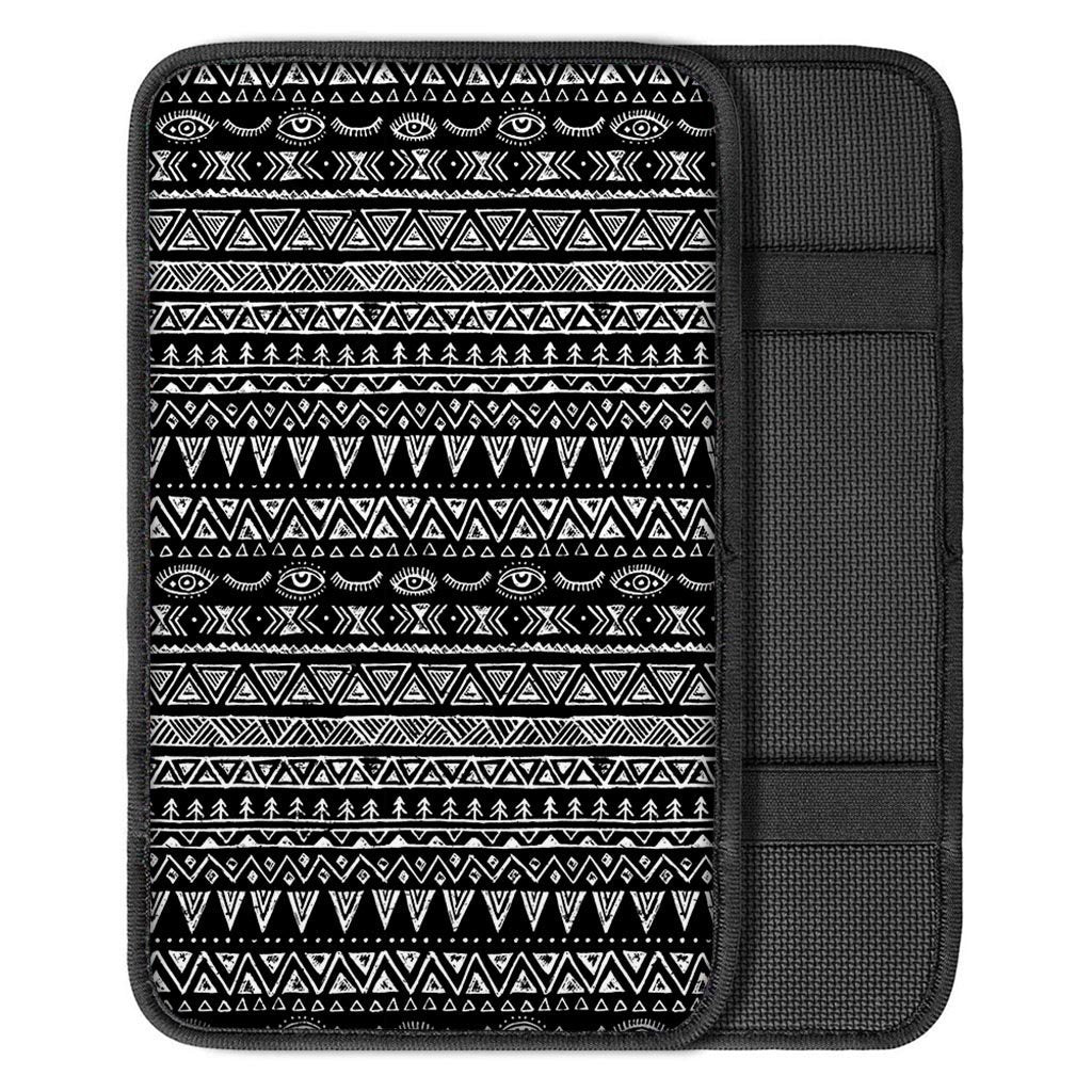 Black And White Doodle Tribal Aztec Print Car Console Cover-grizzshop