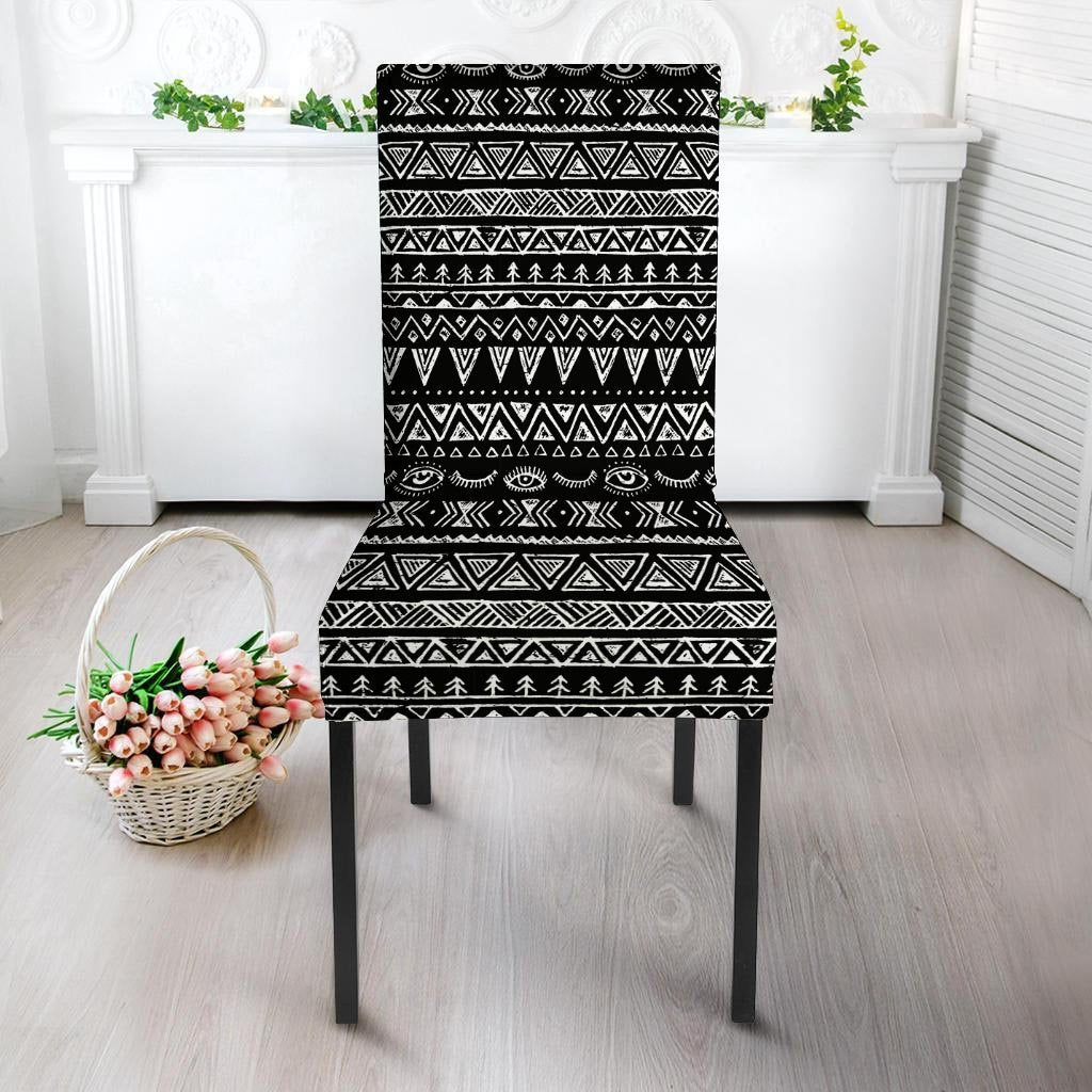 Black And White Doodle Tribal Aztec Print Chair Cover-grizzshop