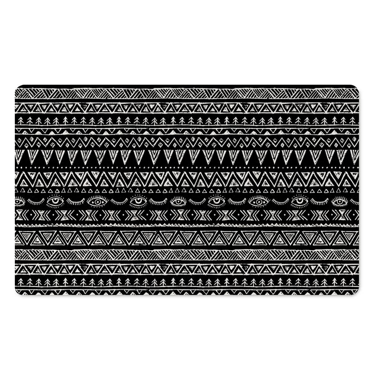 Black And White Doodle Tribal Aztec Print Door Mat-grizzshop