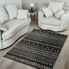 Black And White Doodle Tribal Aztec Print Floor Mat-grizzshop