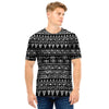 Black And White Doodle Tribal Aztec Print Men T Shirt-grizzshop