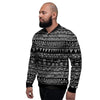 Black And White Doodle Tribal Aztec Print Men's Bomber Jacket-grizzshop