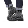 Black And White Doodle Tribal Aztec Print Men's Boots-grizzshop