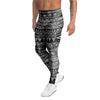 Black And White Doodle Tribal Aztec Print Men's Leggings-grizzshop