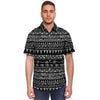 Black And White Doodle Tribal Aztec Print Men's Short Sleeve Shirt-grizzshop