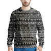 Black And White Doodle Tribal Aztec Print Men's Sweatshirt-grizzshop