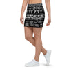 Black And White Doodle Tribal Aztec Print Mini Skirt-grizzshop