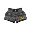 Black And White Doodle Tribal Aztec Print Muay Thai Boxing Shorts-grizzshop