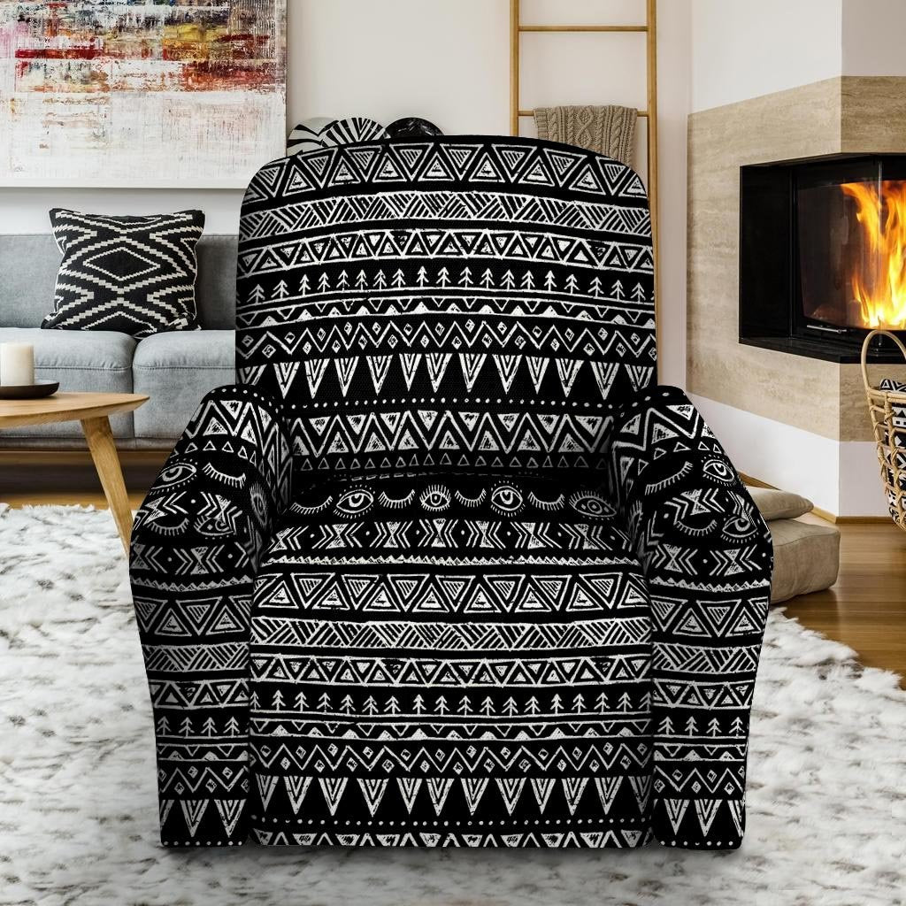 Black And White Doodle Tribal Aztec Print Recliner Cover-grizzshop