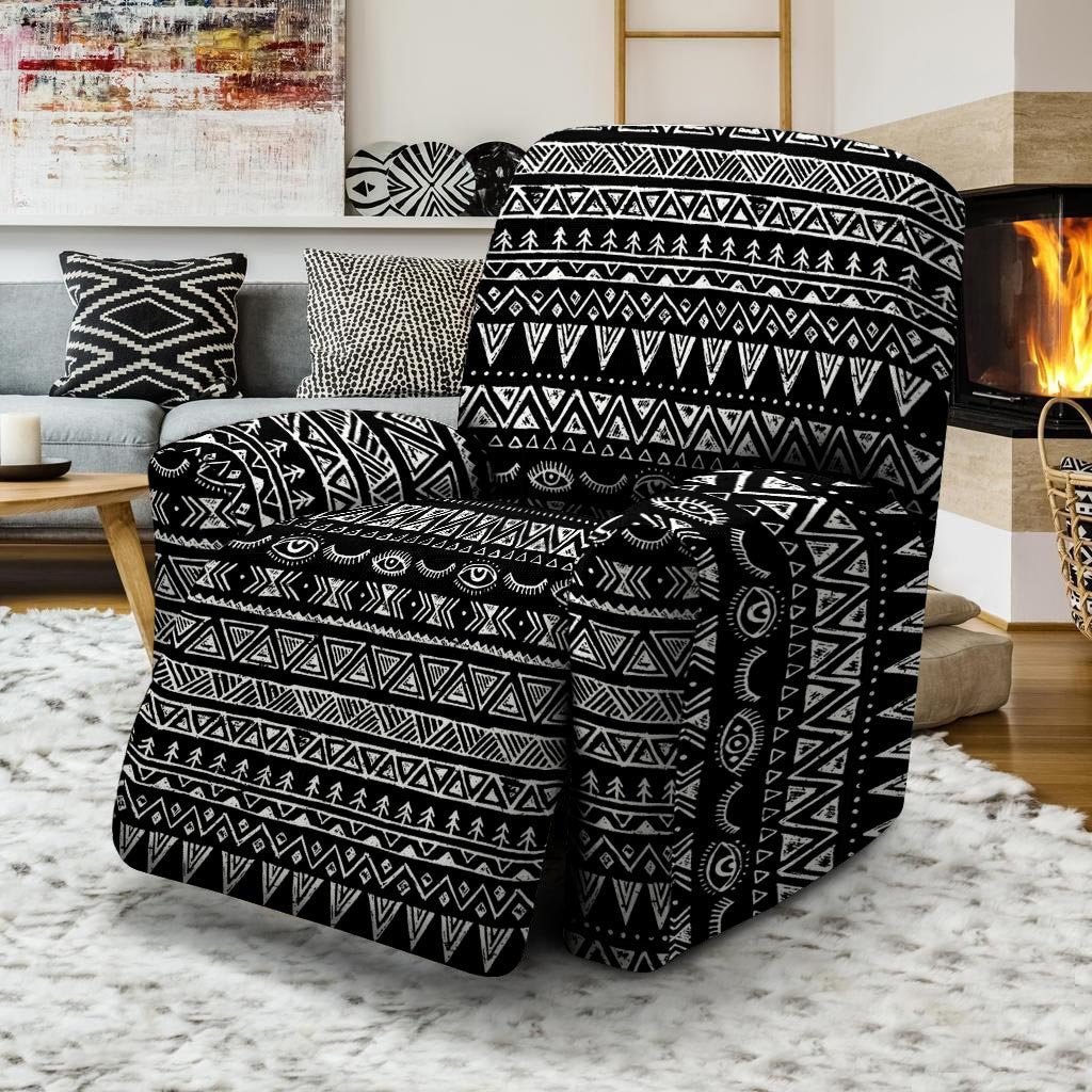 Black And White Doodle Tribal Aztec Print Recliner Cover-grizzshop