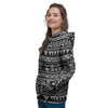 Black And White Doodle Tribal Aztec Print Women's Hoodie-grizzshop