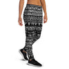 Black And White Doodle Tribal Aztec Print Women's Joggers-grizzshop