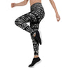 Black And White Doodle Tribal Aztec Print Women's Leggings-grizzshop