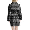 Black And White Doodle Tribal Aztec Print Women's Robe-grizzshop