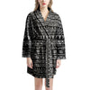 Black And White Doodle Tribal Aztec Print Women's Robe-grizzshop