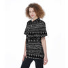 Black And White Doodle Tribal Aztec Print Women's Short Sleeve Shirts-grizzshop