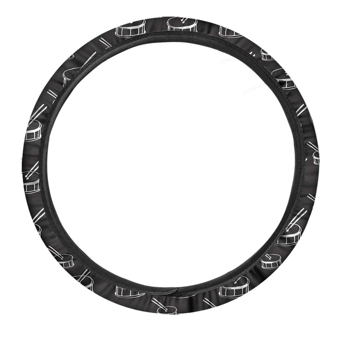 Black And White Drum Print Pattern Car Steering Wheel Cover-grizzshop