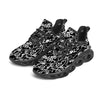 Black And White Graffiti Doodle Text Print Black Running Shoes-grizzshop