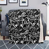 Black And White Graffiti Doodle Text Print Blanket-grizzshop