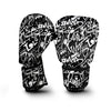 Black And White Graffiti Doodle Text Print Boxing Gloves-grizzshop