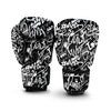 Black And White Graffiti Doodle Text Print Boxing Gloves-grizzshop