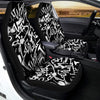 Black And White Graffiti Doodle Text Print Car Seat Covers-grizzshop