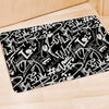 Black And White Graffiti Doodle Text Print Door Mat-grizzshop