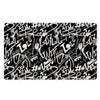 Black And White Graffiti Doodle Text Print Door Mat-grizzshop