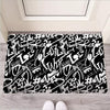 Black And White Graffiti Doodle Text Print Door Mat-grizzshop