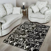 Black And White Graffiti Doodle Text Print Floor Mat-grizzshop