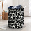 Black And White Graffiti Doodle Text Print Laundry Basket-grizzshop