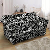 Black And White Graffiti Doodle Text Print Loveseat Cover-grizzshop