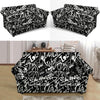 Black And White Graffiti Doodle Text Print Loveseat Cover-grizzshop