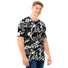 Black And White Graffiti Doodle Text Print Men T Shirt-grizzshop