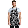 Black And White Graffiti Doodle Text Print Men's Apron-grizzshop